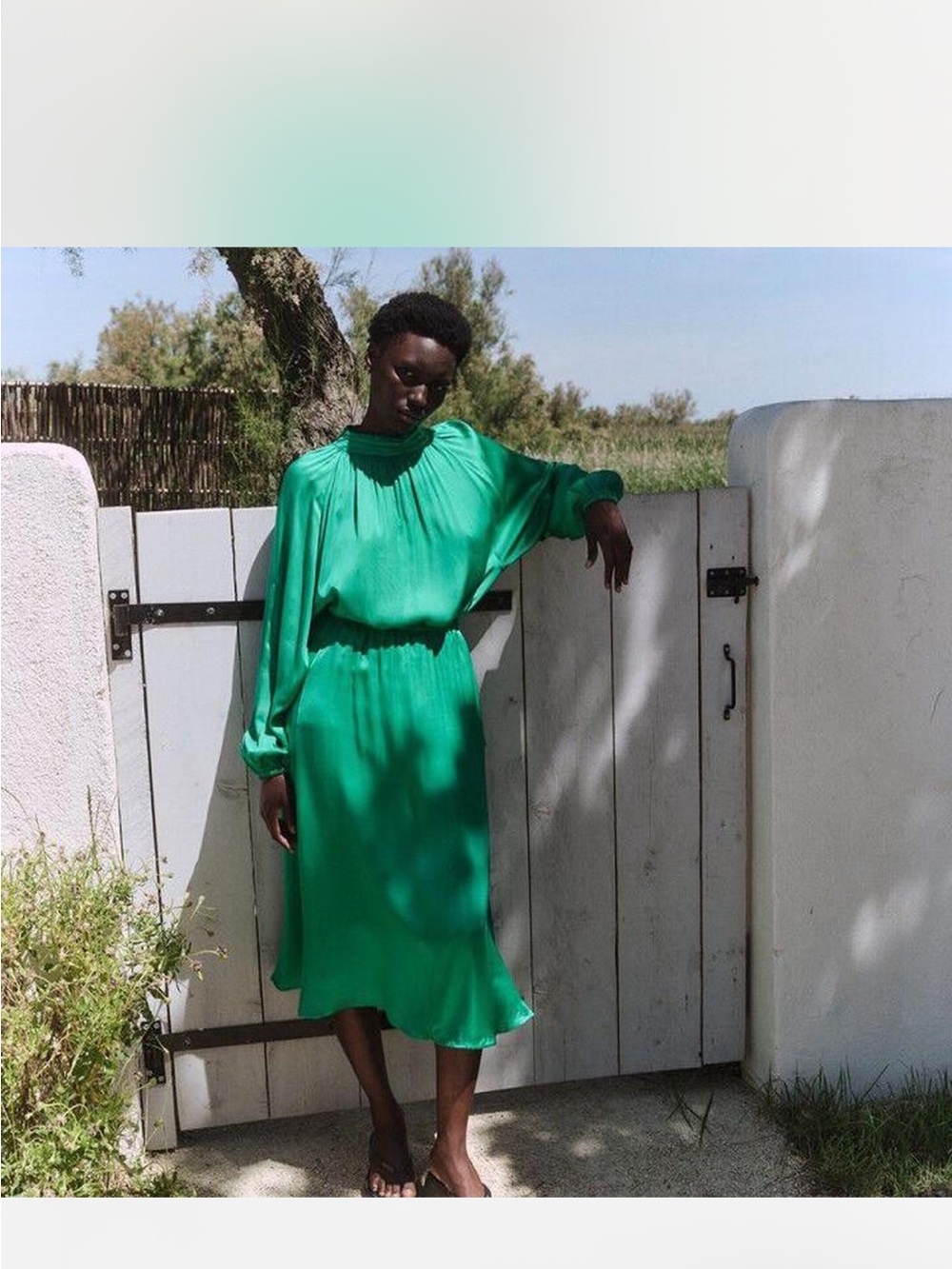 American Vintage Emerald Green Satin Maxi Skirt Dress